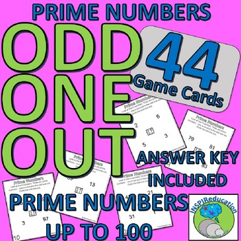 Preview of Prime Numbers 1 - 100: Odd One Out - 44 Game Cards, Answer Key, Print or Project