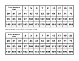 Prime Numbers 1-200 Strips and Chart