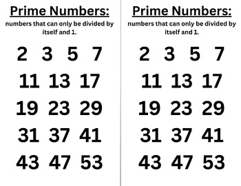 Preview of Prime Numbers Handout