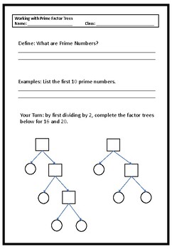 Prime Numbers Worksheet by Maths with Barbs | TPT
