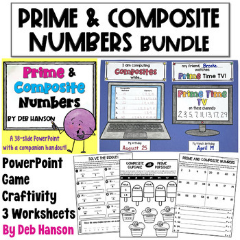 Preview of Prime and Composite Numbers Bundle: Worksheets, PowerPoint, Craft Activity, Game