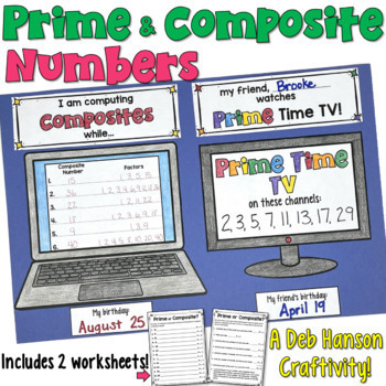 Preview of Prime and Composite Numbers Worksheets and Activity: A Math Craftivity