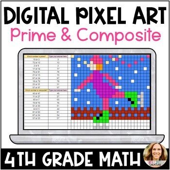 Preview of Prime and Composite Numbers Winter Digital Pixel Art - 4th Grade Math Activity