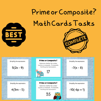 Preview of Prime and Composite Numbers: Interactive Math Task Cards Simplifying Express