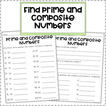 Prime and Composite Numbers (Worksheets) by The A Plus Teacher | TpT