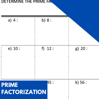 Preview of Prime factorization worksheet for high school with answers