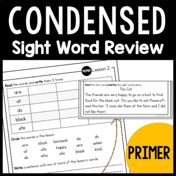 Preview of Primer Condensed Sight Word Weekly Practice | School, Home, Resource