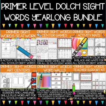 Preview of Primer Sight Words Year-Long Bundle