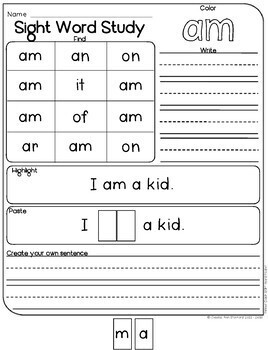 Sight Word Worksheets - Primer by Jessica Ann Stanford | TpT