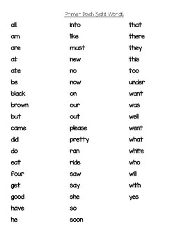 Dolch Primer Sight Word Worksheets by Once Upon a Time in KinderLand