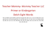 Primer Kindergarten Dolch Sight Words Flashcards