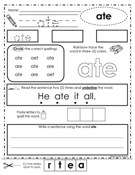 Primer Sight Word and High Frequency Word Worksheets by The Literacy Dive