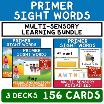 Preview of Primer Sight Words Multi-sensory Learning Bundle Boom Cards