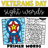 Primer Sight Words Worksheets for Veterans Day 1st 2nd Gra