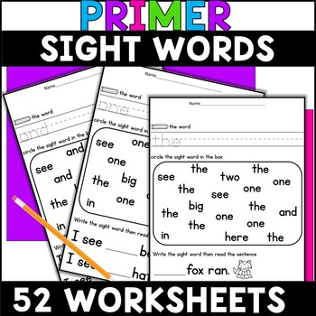 Primer Worksheets and Flashcards by Ready Set Learn | TpT