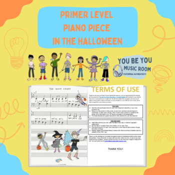 Preview of Primer level piano piece in the Halloween, perfect for tiny, learning fingers!