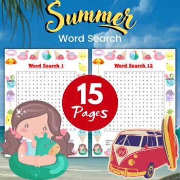 Preview of Prinatble Summer word search Puzzles Worksheets With Solutions - Fun Activities