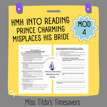 Preview of Prince Charming Misplaces His Bride - Grade 4 HMH into Reading 