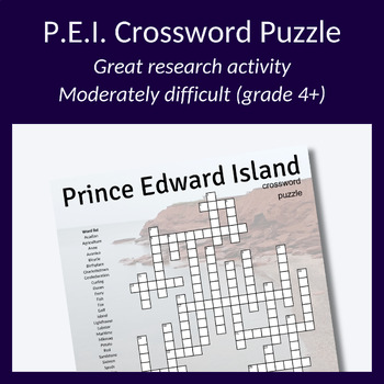 Preview of Prince Edward Island crossword for vocabulary, research or fun! Grade 4+