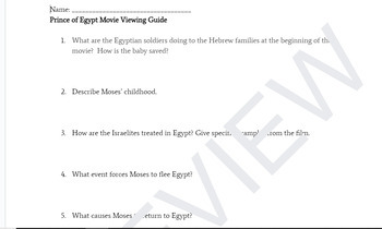 Preview of Prince of Egypt Movie Questions