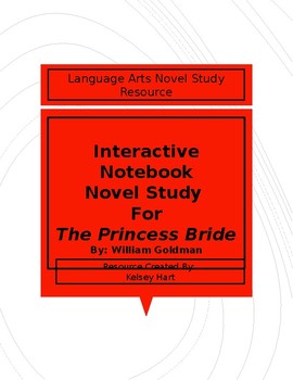 Preview of Princess Bride Interactive Notebook Novel Study - Editable!