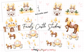 Preview of Princess Castle Printable Sticker Sheet