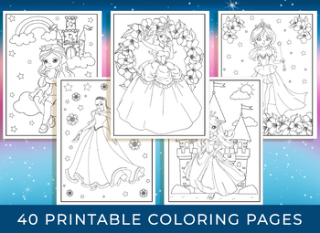 Preview of Princess Coloring Pages - 40 Printable Princess Coloring Pages for Girls, Teens.