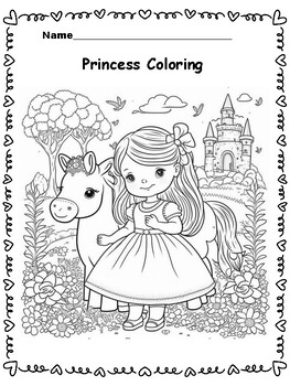 Preview of Princess Coloring Pages Mindfulness Coloring for Relaxing - Free