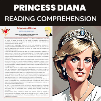 Princess Diana Biography Reading Comprehension | Humanitarian and ...