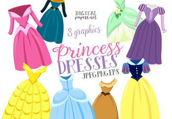 Princess Dress Clipart by Digital Papers | TPT