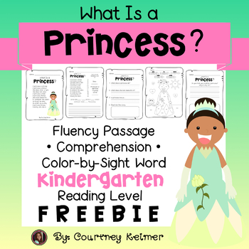 Preview of Princess Fluency Passage, Comprehension, Color-by-Sight Words Freebie