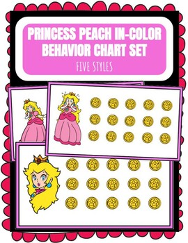 Preview of Princess Peach from Mario IN-COLOR Behavior Reward Chart - 5 Styles - 2 Sizes