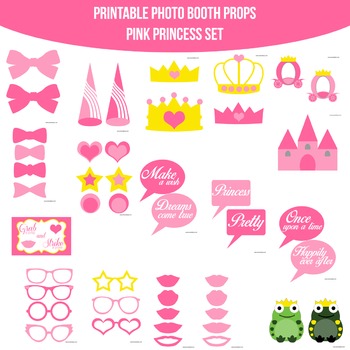 princess photo booth props printable