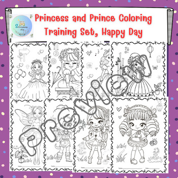 Princess and Prince Coloring Training Set, Happy Day by Srithongdeang shop