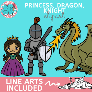 Preview of Princess, dragon and knight Clip art
