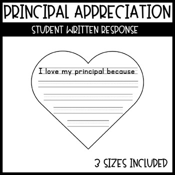 Preview of Principal Appreciation - Written Response Hearts - 3 Sizes