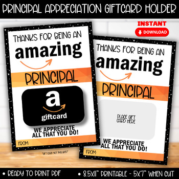 Preview of Principal Appreciation Amazon Gift Card, Admin Thanksgiving Christmas Idea