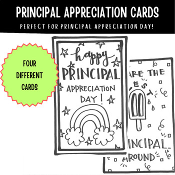 Preview of Principal Appreciation Day Cards- 4 Different Cards to Use!