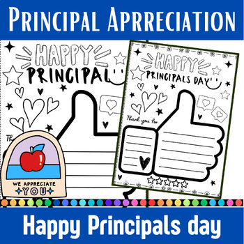 Preview of Principal Appreciation Day Cards - Happy Thank You Coloring Pages and Writing