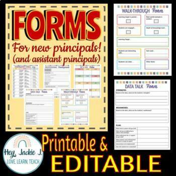Preview of Principal Assistant 40 Forms Data Talks Communication PLC Observations Editable!