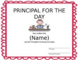 Principal For A Day Packet & Certificate. Editable & Filla