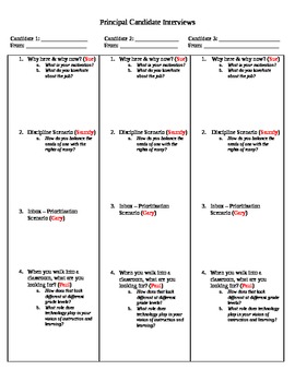 Preview of Principal Interview Question Template