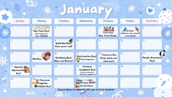 Preview of Principal & Staff Calendar Days January 2024