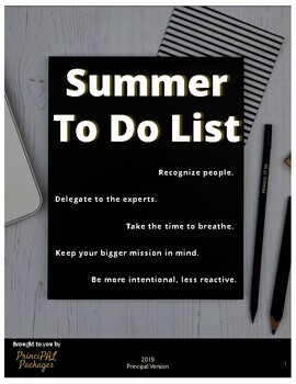 Preview of 2019 Summer To Do list - Principals