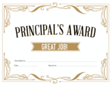 Principal's Award - reward certificate {Editable}