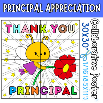 Preview of Principals Appreciation Day Collaborative Coloring Poster -Thank You Activities