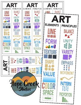 Preview of Principles and Elements of Art & Design Worksheet Cheat Sheet Bookmark Form