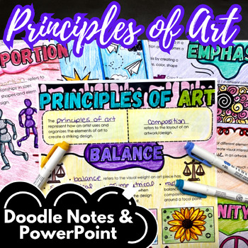 Preview of Principles of Art Doodle Notes and PowerPoint, Middle/High School, Visual Notes
