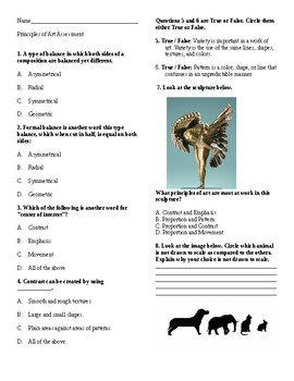 Preview of Principles of Art Test: Pre and/or Post-Assessment