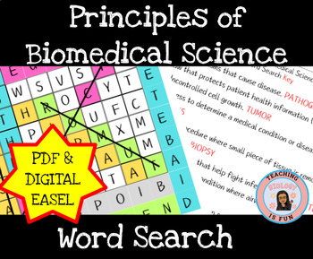 Preview of Principles of Biomedical Science Word Search | Print and Digital EASEL